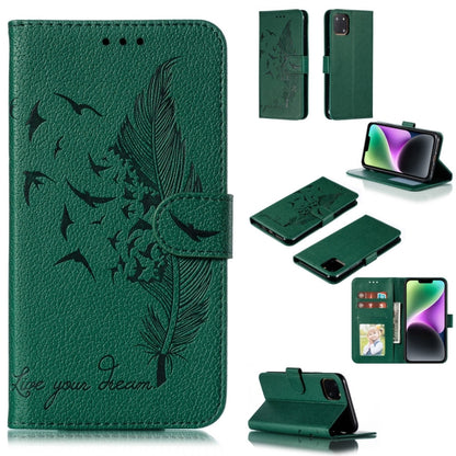 Feather Pattern Litchi Texture Leather Phone Case