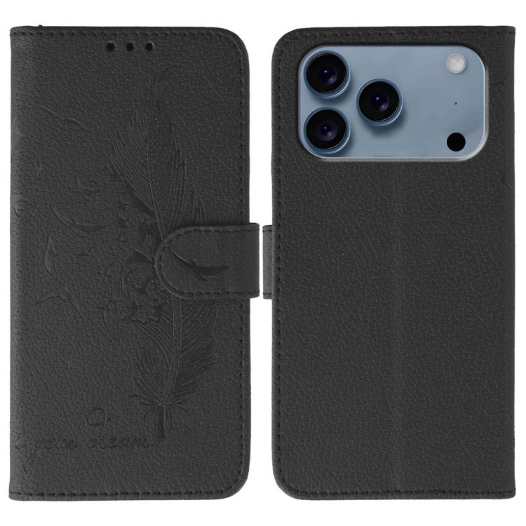 Feather Pattern Litchi Texture Leather Phone Case, For iPhone 18 Pro / 17 Pro, For iPhone 18 Pro Max / 17 Pro Max, For iPhone 17, For iPhone 17 Air, For iPhone 15 Pro Max, For iPhone 15 Pro, For iPhone 15 Plus, For iPhone 15