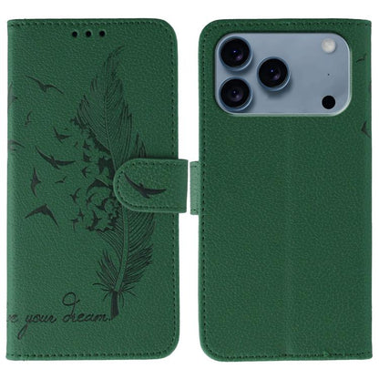 Feather Pattern Litchi Texture Leather Phone Case, For iPhone 18 Pro / 17 Pro, For iPhone 18 Pro Max / 17 Pro Max, For iPhone 17, For iPhone 17 Air, For iPhone 15 Pro Max, For iPhone 15 Pro, For iPhone 15 Plus, For iPhone 15