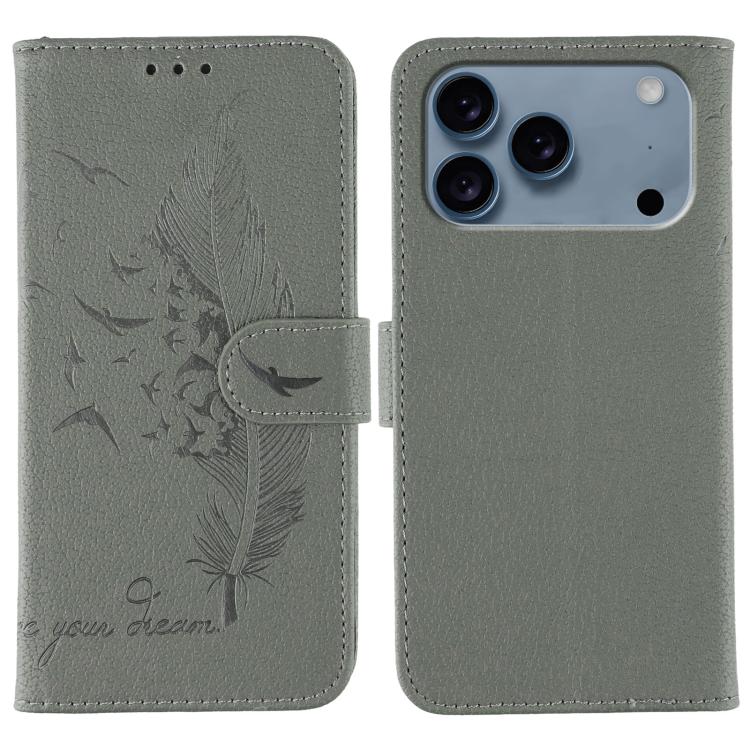 Feather Pattern Litchi Texture Leather Phone Case