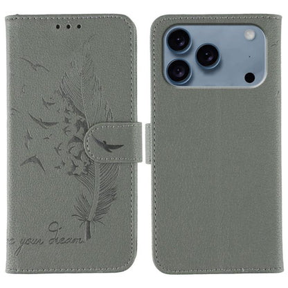 Feather Pattern Litchi Texture Leather Phone Case