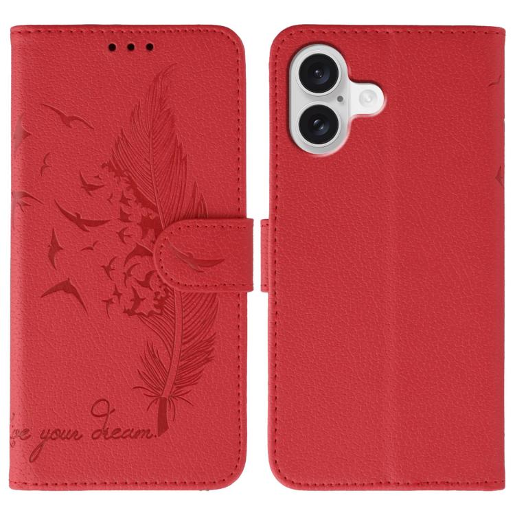 Feather Pattern Litchi Texture Leather Phone Case