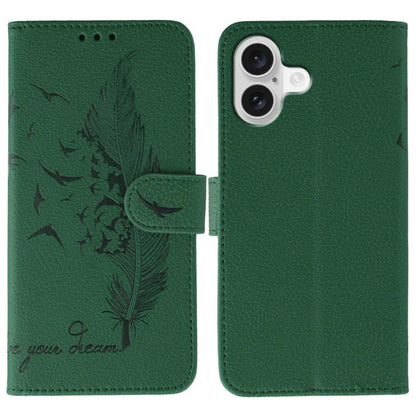 Feather Pattern Litchi Texture Leather Phone Case