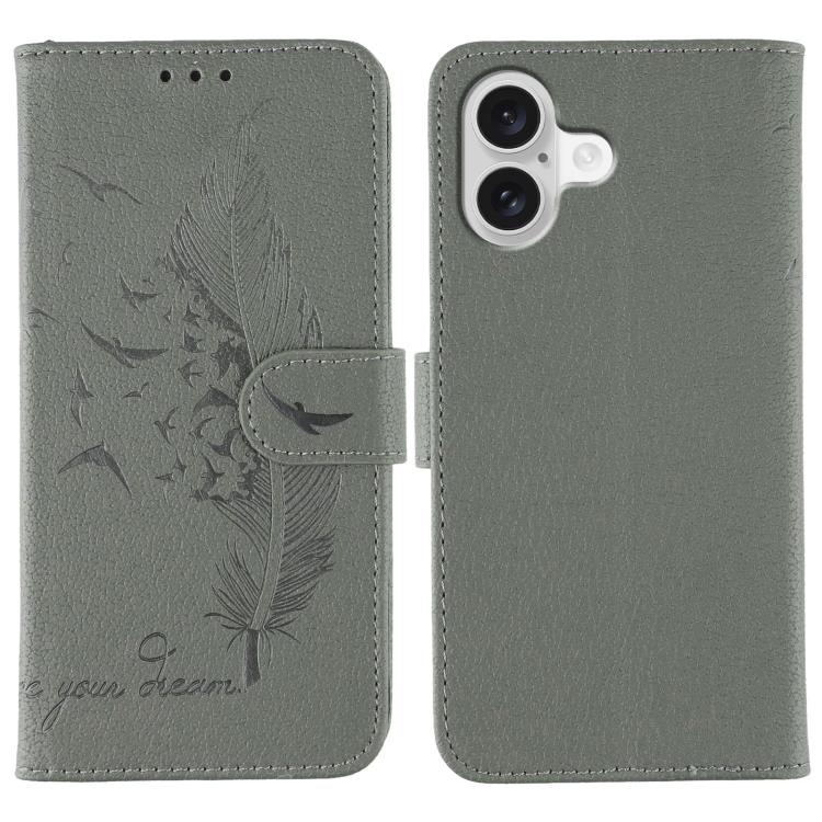 Feather Pattern Litchi Texture Leather Phone Case