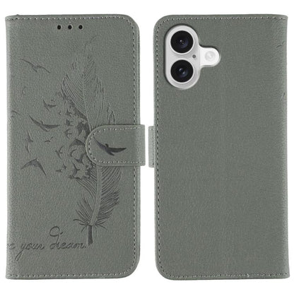 Feather Pattern Litchi Texture Leather Phone Case, For iPhone 18 Pro / 17 Pro, For iPhone 18 Pro Max / 17 Pro Max, For iPhone 17, For iPhone 17 Air, For iPhone 15 Pro Max, For iPhone 15 Pro, For iPhone 15 Plus, For iPhone 15
