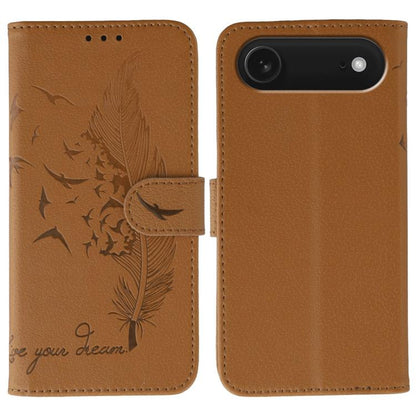 Feather Pattern Litchi Texture Leather Phone Case