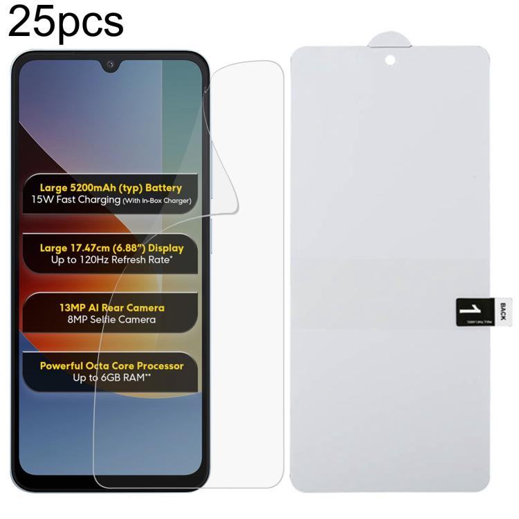 25pcs Full Screen Protector Explosion-proof Hydrogel Film, For Redmi A7 4G 171.8mm, For Redmi 17C 4G, For Redmi K90 Ultra 5G, For Redmi K100 Pro 5G, For Xiaomi 17 Max 5G, For Redmi K90 Max 5G, For Xiaomi Poco C81x 4G, For Xiaomi 17T Pro 5G             ...