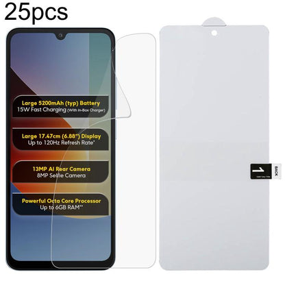 25pcs Full Screen Protector Explosion-proof Hydrogel Film, For Redmi A7 4G 171.8mm, For Redmi 17C 4G, For Redmi K90 Ultra 5G, For Redmi K100 Pro 5G, For Xiaomi 17 Max 5G, For Redmi K90 Max 5G, For Xiaomi Poco C81x 4G, For Xiaomi 17T Pro 5G             ...