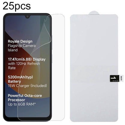 25pcs Full Screen Protector Explosion-proof Hydrogel Film, For Redmi A7 4G 171.8mm, For Redmi 17C 4G, For Redmi K90 Ultra 5G, For Redmi K100 Pro 5G, For Xiaomi 17 Max 5G, For Redmi K90 Max 5G, For Xiaomi Poco C81x 4G, For Xiaomi 17T Pro 5G             ...