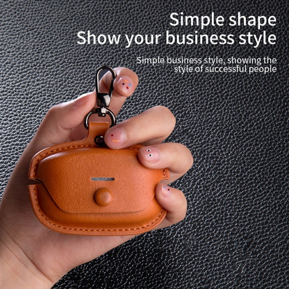 Leather TWS Earphone Protective Case with Hook, For Sony WF-1000XM4