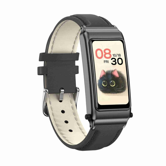 K80 1.57 inch Leather Band IP67 Earphone Detachable Smart Watch Support Bluetooth Call, Leather Band (Black), Leather Band (Silver)