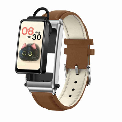 K80 1.57 inch Leather Band IP67 Earphone Detachable Smart Watch Support Bluetooth Call, Leather Band (Black), Leather Band (Silver)