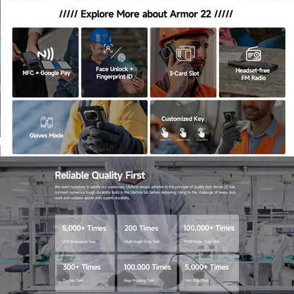 Ulefone Armor 22, IP68/IP69K Rugged Phone, 6.58 inch Android 15 MediaTek Helio G96 Octa Core, Network: 4G, NFC, OTG, 8GB+128GB, 8GB+256GB