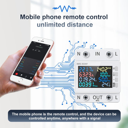 KWS-302WF 170-270V Multifunctional AC Digital Display Rail Voltage and Current Monitoring Meter, KWS-302WF