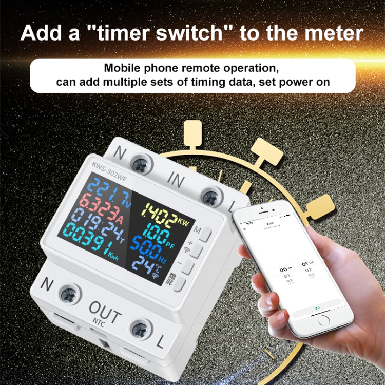 KWS-302WF 170-270V Multifunctional AC Digital Display Rail Voltage and Current Monitoring Meter, KWS-302WF