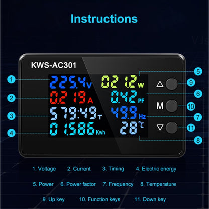 KWS-AC301-100A 50-300V AC Digital Current Voltmeter with Opening Transformer, KWS-AC301-100A with Opening Transformer