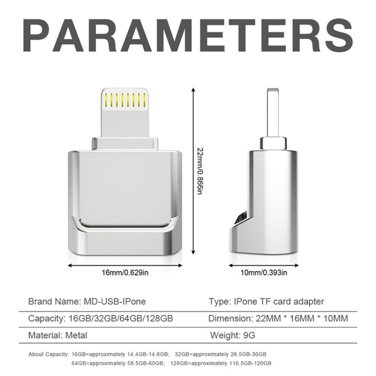 Adaptateur MicroDrive 8 broches vers carte TF Mini lecteur de carte TF pour iPhone et iPad, lecteur de carte