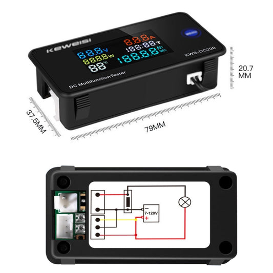 KWS-DC200-100A 8-120V DC Digital Display Voltage Current Watch with Shunt, KWS-DC200-100A