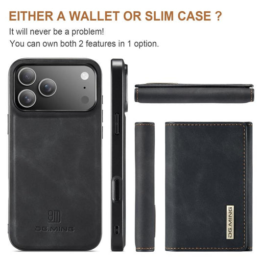 DG.MING M1 Series 3-Fold Multi Card Wallet Leather Phone Case, For iPhone 18 Pro / 17 Pro, For iPhone 18 Pro Max / 17 Pro Max, For iPhone 17e / 16e, For iPhone 17, For iPhone Air, For iPhone 16 Pro Max, For iPhone 16 Pro, For iPhone 16 Plus, For iPhone...