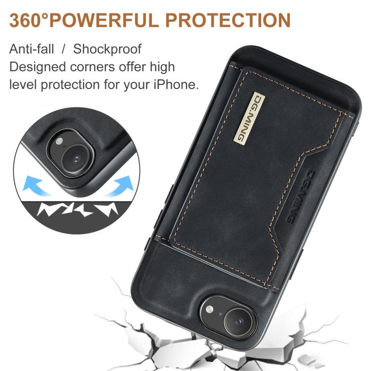 DG.MING M2 Series 3-Fold Card Bag Wallet Leather Phone Case, For iPhone 17e / 16e, For iPhone 17 Pro Max, For iPhone 17 Pro, For iPhone 17, For iPhone Air, For iPhone 16 Pro Max, For iPhone 16 Pro, For iPhone 16 Plus, For iPhone 16, For iPhone 15 Pro M...