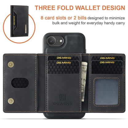 DG.MING M2 Series 3-Fold Card Bag Wallet Leather Phone Case, For iPhone 17e / 16e, For iPhone 17 Pro Max, For iPhone 17 Pro, For iPhone 17, For iPhone Air, For iPhone 16 Pro Max, For iPhone 16 Pro, For iPhone 16 Plus, For iPhone 16, For iPhone 15 Pro M...