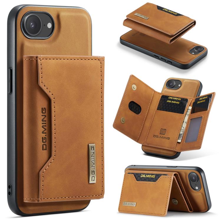 DG.MING M2 Series 3-Fold Card Bag Wallet Leather Phone Case, For iPhone 17e / 16e, For iPhone 17 Pro Max, For iPhone 17 Pro, For iPhone 17, For iPhone Air, For iPhone 16 Pro Max, For iPhone 16 Pro, For iPhone 16 Plus, For iPhone 16, For iPhone 15 Pro M...
