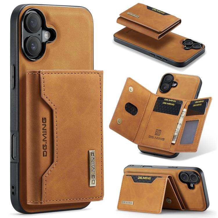 DG.MING M2 Series 3-Fold Card Bag Wallet Leather Phone Case, For iPhone 18 Pro / 17 Pro, For iPhone 18 Pro Max / 17 Pro Max, For iPhone 17e / 16e, For iPhone 17, For iPhone Air, For iPhone 16 Pro Max, For iPhone 16 Pro, For iPhone 16 Plus, For iPhone 1...
