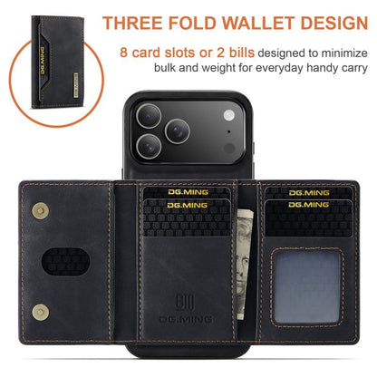 DG.MING M2 Series 3-Fold Card Bag Wallet Leather Phone Case, For iPhone 18 Pro / 17 Pro, For iPhone 18 Pro Max / 17 Pro Max, For iPhone 17e / 16e, For iPhone 17, For iPhone Air, For iPhone 16 Pro Max, For iPhone 16 Pro, For iPhone 16 Plus, For iPhone 1...