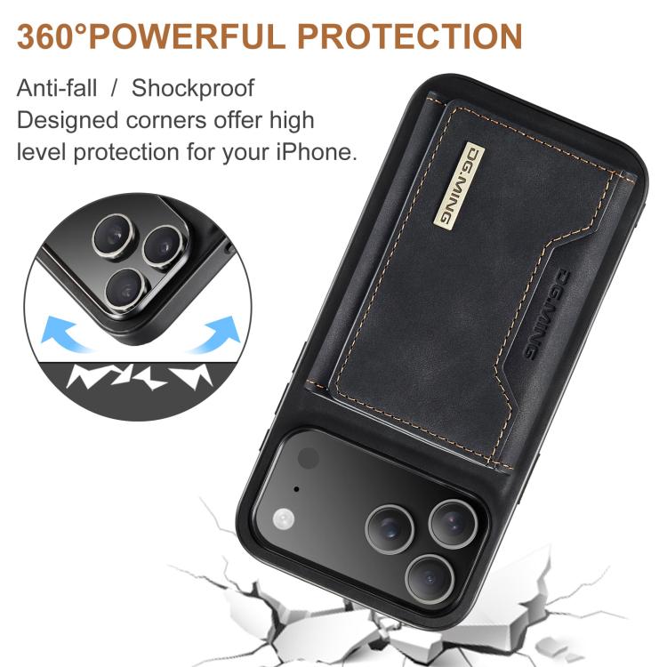 DG.MING M2 Series 3-Fold Card Bag Wallet Leather Phone Case, For iPhone 18 Pro / 17 Pro, For iPhone 18 Pro Max / 17 Pro Max, For iPhone 17e / 16e, For iPhone 17, For iPhone Air, For iPhone 16 Pro Max, For iPhone 16 Pro, For iPhone 16 Plus, For iPhone 1...