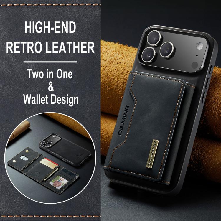 DG.MING M2 Series 3-Fold Card Bag Wallet Leather Phone Case, For iPhone 18 Pro / 17 Pro, For iPhone 18 Pro Max / 17 Pro Max, For iPhone 17e / 16e, For iPhone 17, For iPhone Air, For iPhone 16 Pro Max, For iPhone 16 Pro, For iPhone 16 Plus, For iPhone 1...