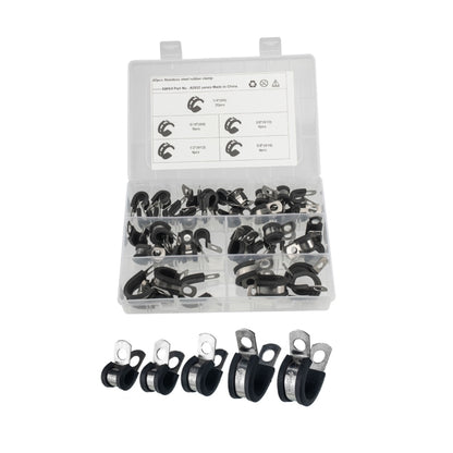 42 PCS Car Rubber Cushion Pipe Clamps Stainless Steel Clamps, 42 PCS