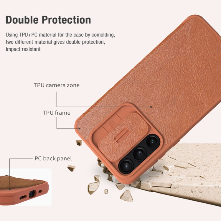 NILLKIN QIN Series Pro Sliding Camera Cover Design Leather Phone Case, For Samsung Galaxy A55