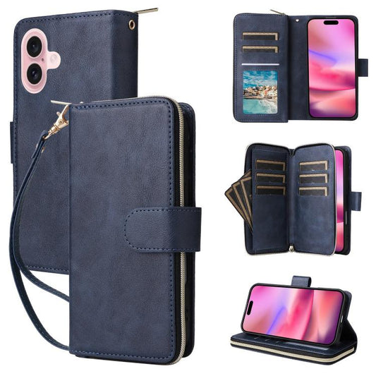 9 Kartenfächer Reißverschluss Geldbörse Ledertasche, Für iPhone 17e / 16e, Für iPhone 17 Pro Max, Für iPhone 17 Pro, Für iPhone 17, Für iPhone Air, Für iPhone 16 Pro Max, Für iPhone 16 Pro, Für iPhone 16 Plus, Für iPhone 16, Für iPhone 15 Pro Max