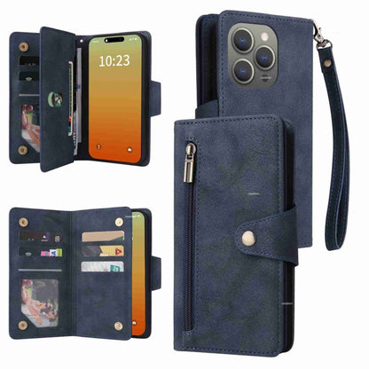 Rivet Buckle 9 Cards Three Fold Leather Phone Case