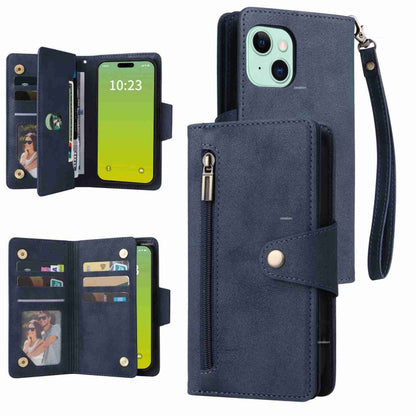 Rivet Buckle 9 Cards Three Fold Leather Phone Case