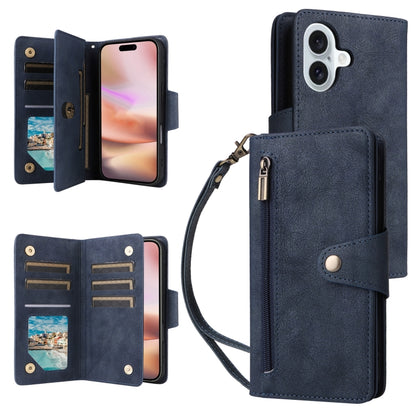Rivet Buckle 9 Cards Three Fold Leather Phone Case