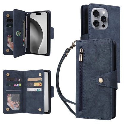 Rivet Buckle 9 Cards Three Fold Leather Phone Case