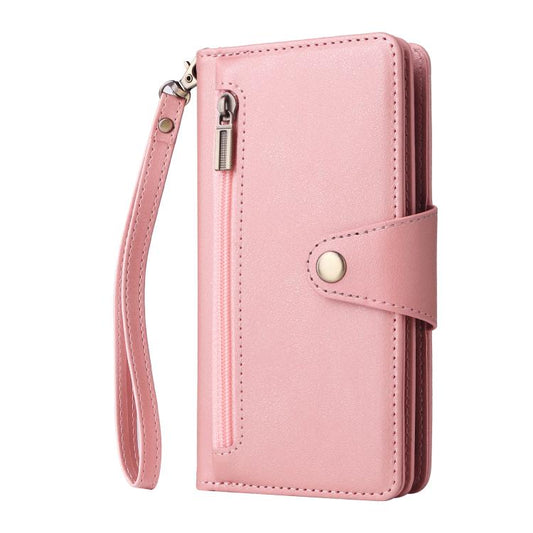 Rivet Buckle 9 Cards Three Fold Leather Phone Case, For iPhone 17e / 16e, For iPhone 17 Pro Max, For iPhone 17 Pro, For iPhone 17, For iPhone Air, For iPhone 16 Pro Max, For iPhone 16 Pro, For iPhone 16 Plus, For iPhone 16, For iPhone 15 Pro Max       ...