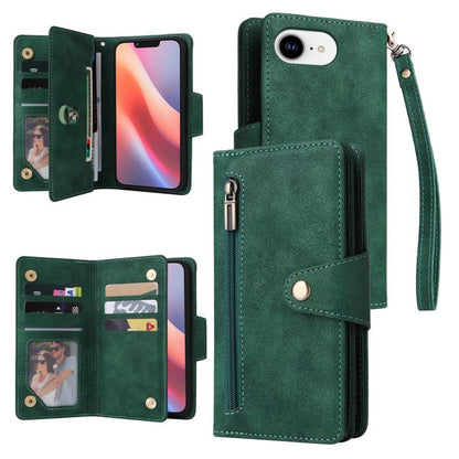 Rivet Buckle 9 Cards Three Fold Leather Phone Case