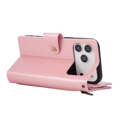 Rivet Buckle 9 Cards Three Fold Leather Phone Case