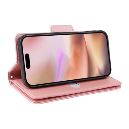 Rivet Buckle 9 Cards Three Fold Leather Phone Case, For iPhone 18 / 17, For iPhone 18 Pro / 17 Pro, For iPhone 18 Pro Max / 17 Pro Max, For iPhone 17e / 16e, For iPhone Air, For iPhone 16 Pro Max, For iPhone 16 Pro, For iPhone 16 Plus, For iPhone 16   ...