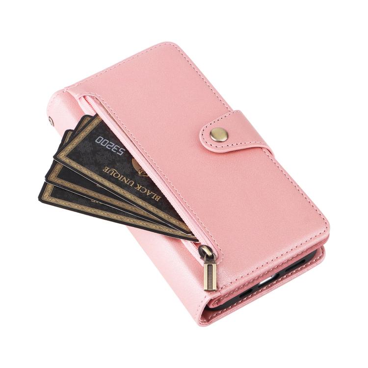 Rivet Buckle 9 Cards Three Fold Leather Phone Case, For iPhone 18 / 17, For iPhone 18 Pro / 17 Pro, For iPhone 18 Pro Max / 17 Pro Max, For iPhone 17e / 16e, For iPhone Air, For iPhone 16 Pro Max, For iPhone 16 Pro, For iPhone 16 Plus, For iPhone 16   ...