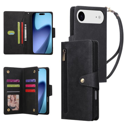 Rivet Buckle 9 Cards Three Fold Leather Phone Case