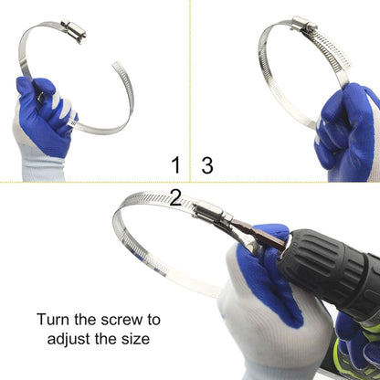 10 PCS Stainless Steel Hose Clamps Pipe Clip Fuel Line Clip, Size: 91-114mm, 10 PCS Size: 91-114mm