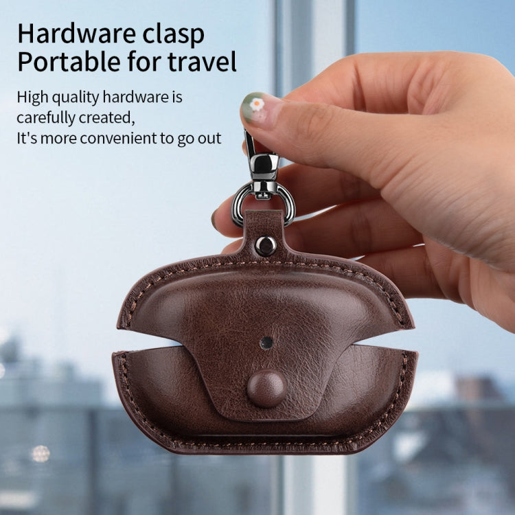 Leather TWS Earphone Protective Case with Hook, For Sony WF-1000XM5