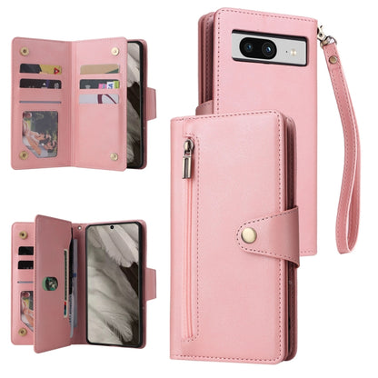 Rivet Buckle 9 Cards Three Fold Leather Phone Case, For Google Pixel 10a, For Google Pixel 10 Pro XL / 9 Pro XL, For Google Pixel 10 / 10 Pro, For Google Pixel 9a, For Google Pixel 9 Pro, For Google Pixel 9, For Google Pixel 8a, For Google Pixel 8 Pro ...