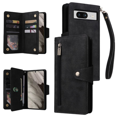 Rivet Buckle 9 Cards Three Fold Leather Phone Case, For Google Pixel 10a, For Google Pixel 10 Pro XL / 9 Pro XL, For Google Pixel 10 / 10 Pro, For Google Pixel 9a, For Google Pixel 9 Pro, For Google Pixel 9, For Google Pixel 8a, For Google Pixel 8 Pro ...
