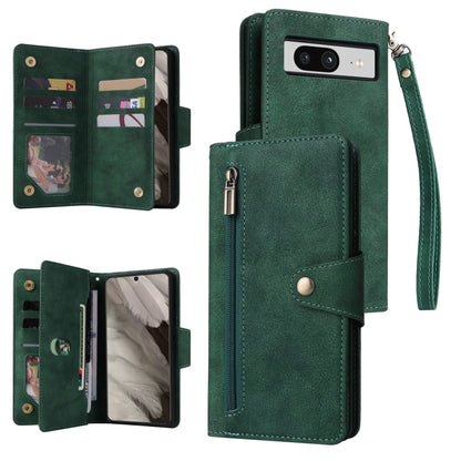 Rivet Buckle 9 Cards Three Fold Leather Phone Case, For Google Pixel 10a, For Google Pixel 10 Pro XL / 9 Pro XL, For Google Pixel 10 / 10 Pro, For Google Pixel 9a, For Google Pixel 9 Pro, For Google Pixel 9, For Google Pixel 8a, For Google Pixel 8 Pro ...