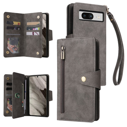 Rivet Buckle 9 Cards Three Fold Leather Phone Case, For Google Pixel 10a, For Google Pixel 10 Pro XL / 9 Pro XL, For Google Pixel 10 / 10 Pro, For Google Pixel 9a, For Google Pixel 9 Pro, For Google Pixel 9, For Google Pixel 8a, For Google Pixel 8 Pro ...