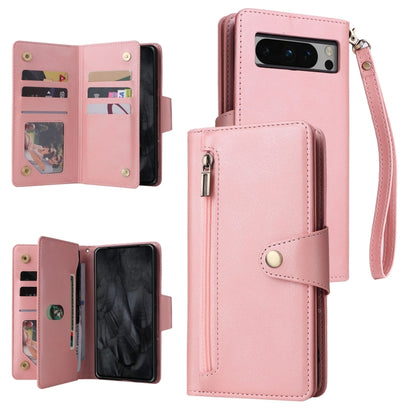Rivet Buckle 9 Cards Three Fold Leather Phone Case, For Google Pixel 10a, For Google Pixel 10 Pro XL / 9 Pro XL, For Google Pixel 10 / 10 Pro, For Google Pixel 9a, For Google Pixel 9 Pro, For Google Pixel 9, For Google Pixel 8a, For Google Pixel 8 Pro ...